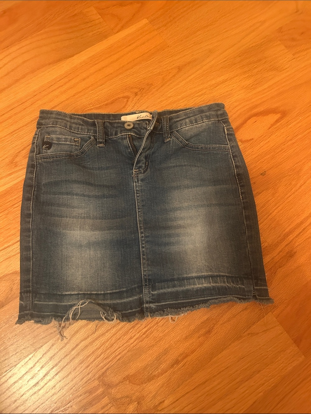 KanCan Blue Distressed Mini Denim Skirt